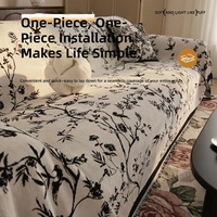 Housse de canapé vintage en chenille jacquard style western, imprimé géométrique, enveloppante intégrale, une pièce, élastique, anti-griffures de chat, toutes saisons