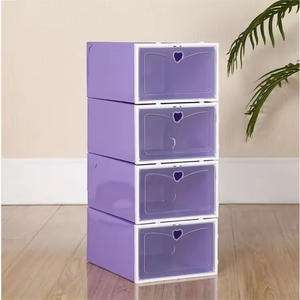 Boîte à chaussures en <span class=keywords><strong>plastique</strong></span> <span class=keywords><strong>pas</strong></span> chère, transparente, empilable, organiseur <span class=keywords><strong>de</strong></span> <span class=keywords><strong>rangement</strong></span> pour chaussures pour dortoir et petits espaces - Product Image 6