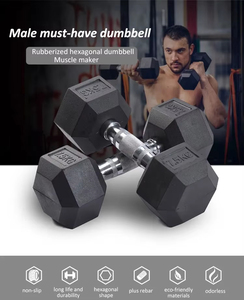 Haltères hexagonaux 5LB-100LB en fonte d'acier recouverts de caoutchouc, équipement de musculation pour la maison, la salle de sport commerciale et l'entraînement de force. - Product Image 3