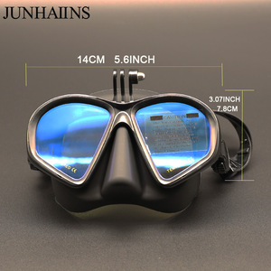 Diving Mask Snorkeling Freediving Tempered Glass Anti-Fog Adjustable With Camera Mount Universal Black Mirror Blue - Product Image 4
