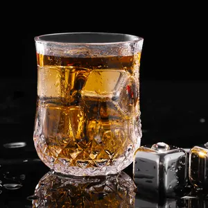 Customized Beer Ice Stones Reusable 304 Stainless Steel Square Beverage Ice Cube With Tong