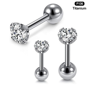 Bijou de piercing en titane G23 à filetage interne avec 4 griffes pour zircone cubique |   Boucles d'oreilles en titane F136 pour cartilage, hélix et tragus, pour hommes et femmes - Product Image 3