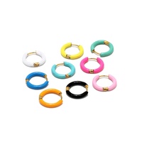 Pendientes de Aro para Mujer Joyería de Moda de Acero Inoxidable con Esmalte Color Caramelo