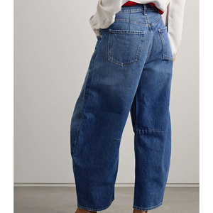 <span class=keywords><strong>Pantalon</strong></span> en denim coupe banane à jambe en jean bleu délavé OEM pour femmes - Product Image 2