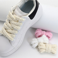 Vente chaude 10mm lacets dentelés en peluche pour lacet épais plat graisse SB Dunks bas toile baskets imprimé Polyester moelleux chaussure Lac