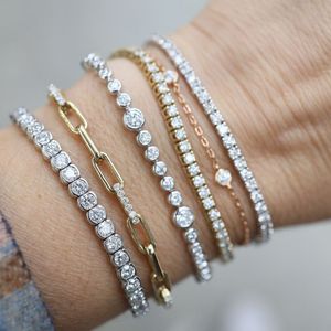 Bracelet et collier tennis en diamants de laboratoire CVD HPHT certifiés IGI, en or massif 10k, 14k, 18k, à quatre griffes, 3mm, 4mm, 5mm - Product Image 2