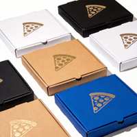 Boîte à pizza en carton ondulé brun personnalisée avec logo blanc imprimé pour pizzeria, boulangerie, restaurant