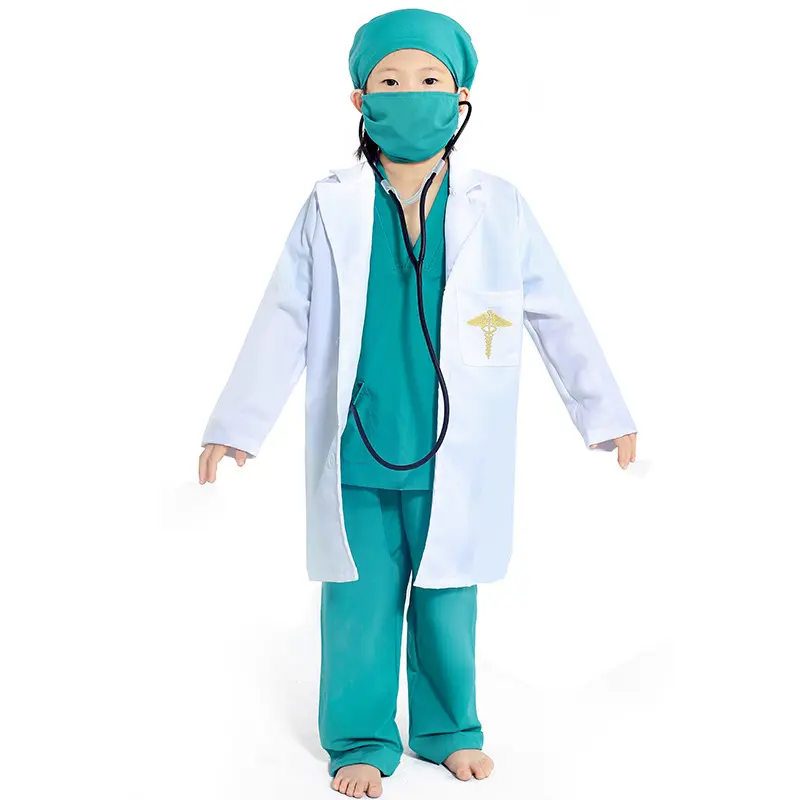 School Performance suit Halloween Cosplay Costume Plus toy Stethoscope Hospital Doctor Kid Career Uniform Suit Halloween Costume