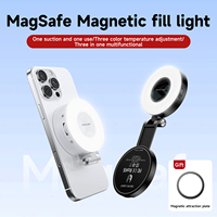 Support de Téléphone Pliable et Rechargeable avec Lumière Selfie Magnétique, Miroir et Température de Couleur Réglable en ABS pour Créateurs de Contenu