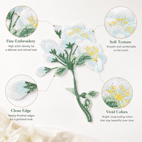 Écusson brodé personnalisé en forme de branche florale blanche, avec applique florale détaillée, pour robes, vêtements, sacs, vente en gros, direct usine