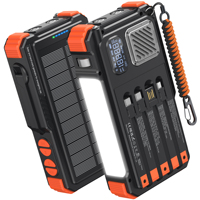Nuevo Banco de Energía Solar con Radio FM/AM, 20000mAh, Carga Rápida PD 20W, Manivela, Luz de Camping, SOS para Emergencias al Aire Libre