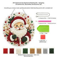 Décoration Murale de Noël DIY 5D : Ornement Suspendu Père Noël en Perles Acryliques et Strass, Style Nordique, Guirlande Murale