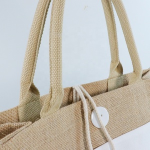 Bolso de mano de yute reutilizable ecológico con logotipo personalizado Bolso de compras natural Bolso de compras de yute para mujer - Product Image 5