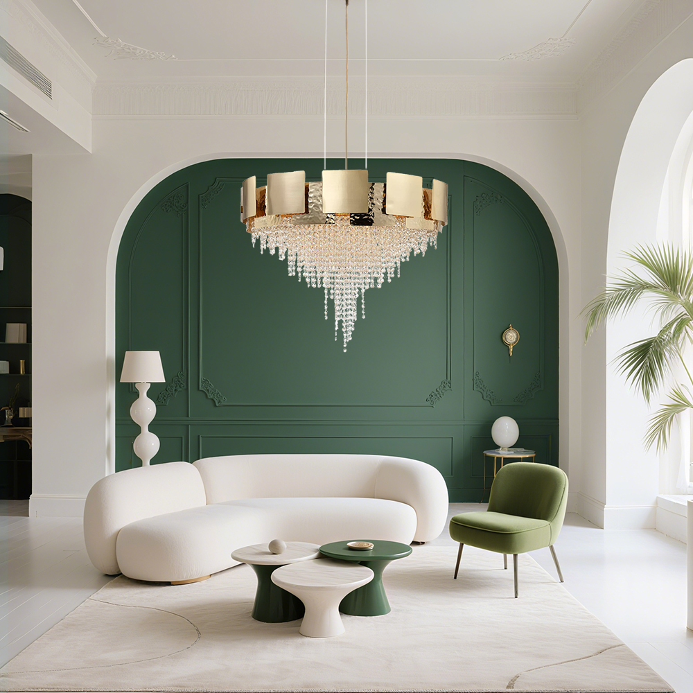 Modern Restaurant Fixture Round Drop Crystal Led Living Room RGB Lamp Pop Luxury Design Ceiling Light · image 1