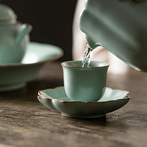 Ru Ware Small <b>Teacup</b> With Crackle Pattern Ceramic Tea Bowl For Kung Fu Tea Set Personal Cup New Chinese Style - Product Image 1