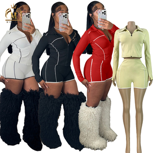 Frühling Herbst Damen Trainingsanzüge Crop-Jacke 2-teiliges Kurzes Set Passende Jogginganzüge für Damen Zweiteiler Damenbekleidung - Product Image 1