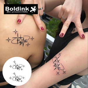 Autocollant de <span class=keywords><strong>tatouage</strong></span> semi-permanent à l'encre de jus végétal, petit, imperméable, longue durée, pour l'<span class=keywords><strong>épaule</strong></span> et le <span class=keywords><strong>dos</strong></span>, motif étoiles scintillantes noires - Product Image 2