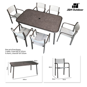 <span class=keywords><strong>Ensemble</strong></span> table et chaises de salon J&M Outdoor 6 places, léger et robuste, pour usage familial quotidien. - Product Image 2