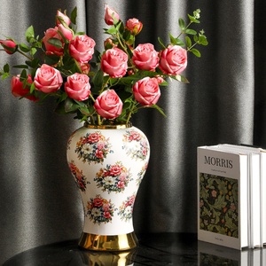 <span class=keywords><strong>Vase</strong></span> décoratif en céramique plaqué blanc de luxe léger, motif feuille de Ginkgo fait main, pour la décoration de bureau, d'hôtel ou de maison - Product Image 2