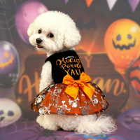 Déguisement d'Halloween pour chien : Tenue amusante à motif crâne et citrouille pour animaux de compagnie avec chapeau décoratif