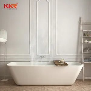 1.85m 大尺寸浸泡热水浴缸椭圆形成人独立式浴缸垫固体复合人造石浴缸