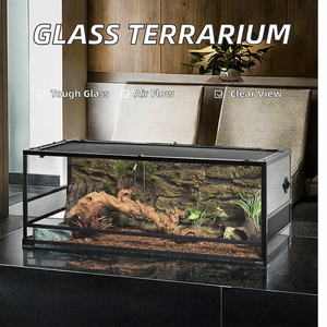 US Local Stock Full View Front öffnung Reptilien glas <span class=keywords><strong>Terrarium</strong></span> Lebensraum Solid Pattern Doppels ch arnier Tür Top Screen Belüftung - Product Image 2
