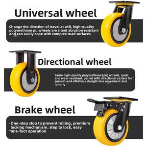 <span class=keywords><strong>Rueda</strong></span> Giratoria Fija de PU de 4 Pulgadas de Alta Resistencia para Carro de Transporte Industrial - Product Image 3