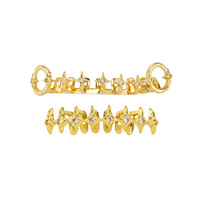 Grilles dentaires en zircon super scintillantes, style étoile, avec empiècements creux, en or massif, vente en gros TEMU, Halloween, best-seller