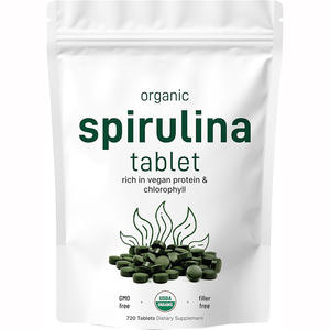 Paquet OEM Comprimés de spiruline bio 60 tables riches en protéines végétaliennes chlorophylle pour la santé Complément plein de vitamines - Product Image 1