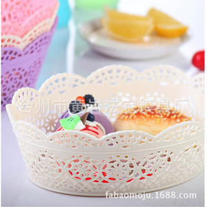 Oval Plastic Lace Fruit <b>Basket</b> <b>Storage</b> Tray Desktop Organizer For Candy Vegetables Custom Mold - Product Image 2