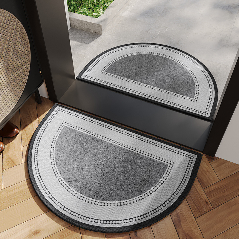 Semelle en caoutchouc velours coton bambou - Annie demi-cercle gris foncé