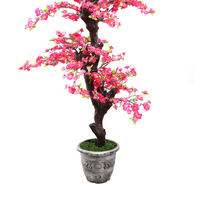 Pohon Bunga Bonsai Dekorasi Rumah, Pohon Flora Spesial Interior Tiruan Penjualan TERBAIK YANG INDAH UNTUK Dekorasi Rumah Pohon Tanaman Bonsai Bunga Merah Muda 0474