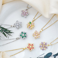 Collier rotatif en acier inoxydable RINHOO, pendentif fleur coloré plaqué or 18 carats, bijoux de mode pour femmes
