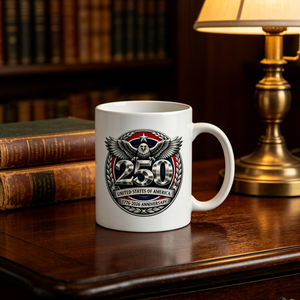 Ceramic Mug USA 250th Anniversary 1776-2026 Patriotic Eagle Design <b>Printed</b> <b>Coffee</b> Cup for Independence Day Celebration - Product Image 1