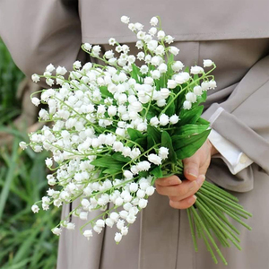 1 pièce <span class=keywords><strong>de</strong></span> fleurs artificielles <span class=keywords><strong>de</strong></span> muguet blanc, fleurs clochettes, fleurs d'avril, pour bouquet <span class=keywords><strong>de</strong></span> mariage, décoration <span class=keywords><strong>de</strong></span> jardin, fête <span class=keywords><strong>de</strong></span> mariage et carillon éolien - Product Image 5