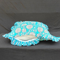 Shabby Chic Blaue Blumen-Rüschenkissenhülle 100% Baumwolle Mehrschichtige Rüschen-Kissenhülle für Sofa Französischer Landhausstil Dekor