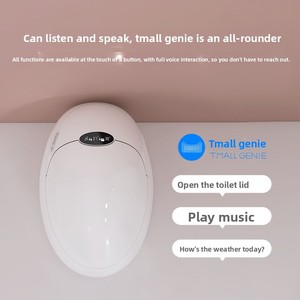 WC a pavimento bianco a forma di U, design moderno minimalista, con scarico a sifone, completamente automatico e telecomandato, Smart Toilet - Product Image 5