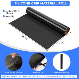 Huoxi Non-<b>Slip</b> Silicone Grip Mat Roll-16x36 Inches Cuttable for Baking Countertops Drawers & Eating Aids (Black) - Product Image 1