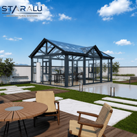 Kit Prefabricado de Terraza de Cristal con Estructura de Aluminio y Vidrio Solar Reflejante para Jardín Exterior de Cuatro Estaciones