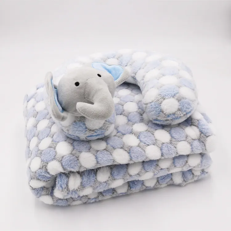 Super soft print blue elephant offset fleece flannel baby blankets