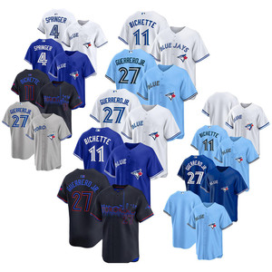 Maillots de baseball en gros des Blue <span class=keywords><strong>Jays</strong></span> 11 Bichette 27 Guerrero Jr en stock – Maillots brodés et gaufrés, hauts de sport - Product Image 1