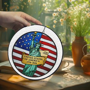 Colgante de vitral con diseño del Día de la Independencia de Estados Unidos (250.º aniversario, 1776-2026), Estatua de la Libertad y Bandera, para decoración. - Product Image 2