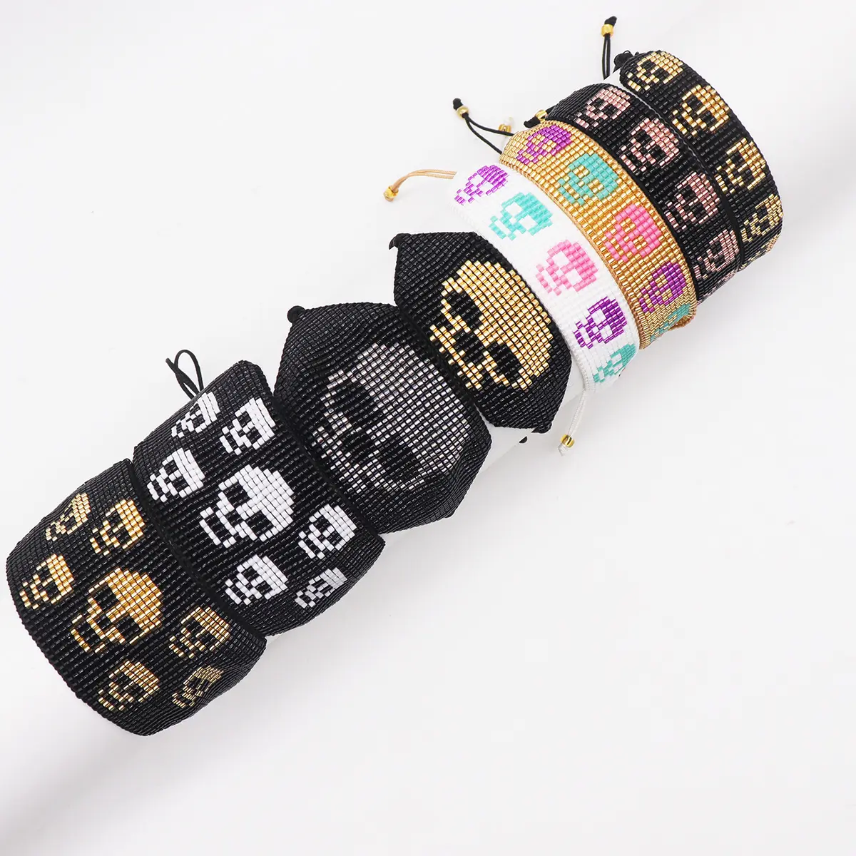 B3141 Festival de Halloween pulsera calavera encanto Miyuki pulsera hilo pulsera ajustable para hombres