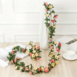 Guirlandes de roses artificielles en plastique rose, rouge, champagne, décoration de mariage et de maison, style naturel, guirlande de fleurs faite à la main - Product Image 5