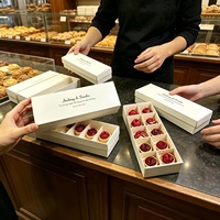 Boîte à pâtisserie rectangulaire longue personnalisée avec logo, 10 compartiments, boîte en papier de luxe pour pâtisserie, emballage de dessert