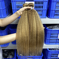 Extensions de cheveux humains vierges bruts vietnamiens, texture Kinky Straight, couleur Ombré Piano, en mèches
