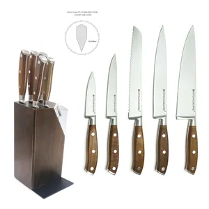 الورك-المنزل رئيس سكاكين مطبخ عالي الجودة طقم السكاكين 3CR1 4 شفرة فولاذية البلوط الخشب مقبض الشيف طقم السكاكين
