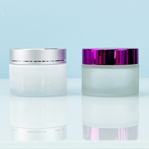 Hot Sale Skin Care Cream Jar Frosted Custom Color Silk Screen Logo15g 30g 50g 100g Glass Cream Jar with Silver Aluminum Cap - Product Image 2