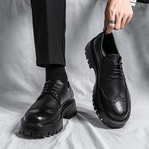 Chaussures en cuir décontractées de haute qualité pour hommes, nouvelle collection 2026, plateforme, bout fermé, chaussures de bureau pour augmenter la taille, chaussures de carrière - Product Image 2