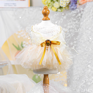 Pet Fluffy Gauze Dress Cute Summer High Formal Wedding Dress Polyester <b>Material</b> Chinese New Year Customization Available - Product Image 1